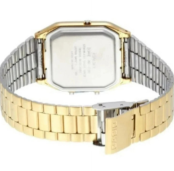 New Casio AQ230GA-9D Men’s Analog Digital Dual Time Gold Tone Metal Band Watch
