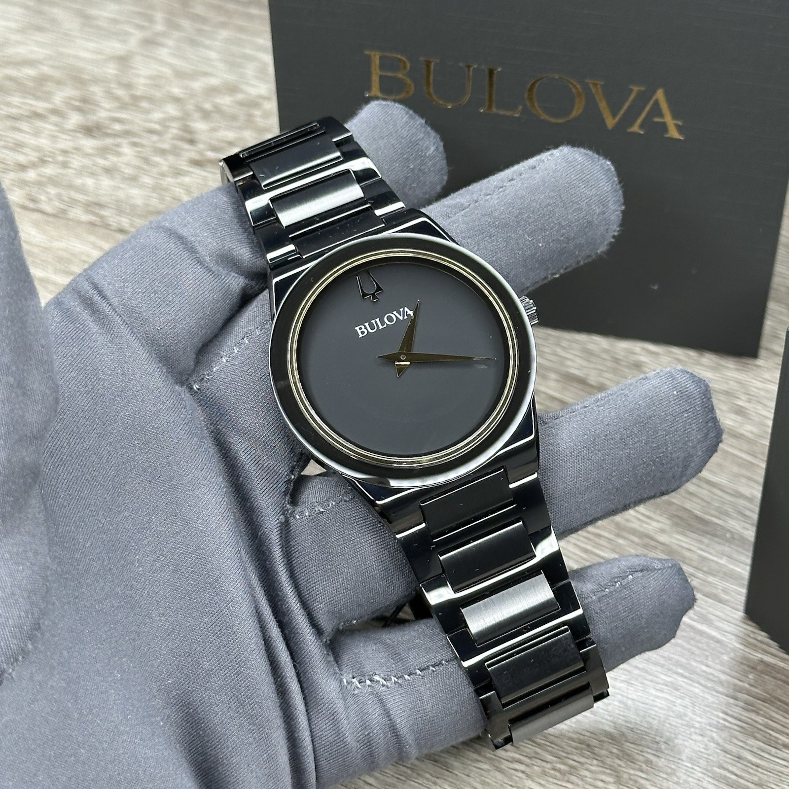 NEW✅$650✅ Bulova Millennia Slim Elegant Black Stainless Steel Men’s Watch 98A313