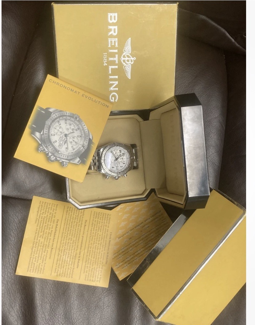 Breitling 44mm A13356 Chronomat Evolution White Dial Chronograph Automatic Date