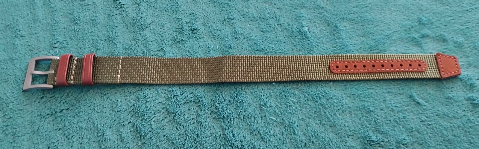 Classic 18mm San Martin Nylon / Leather One-Piece Military Watch Strap, New!