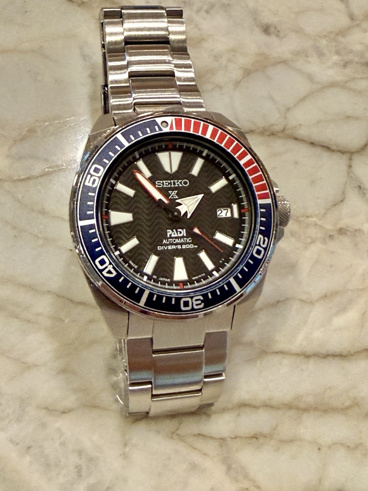 SEIKO ProspeX PADI SRPB99 Samurai Automatic PADI Diver’s Watch Steel Date Pepsi
