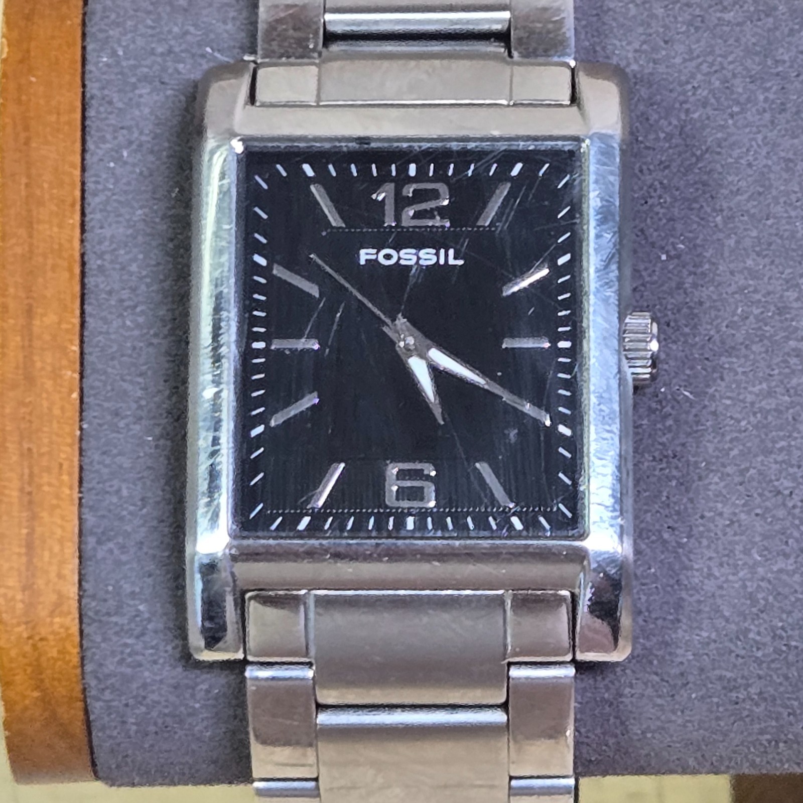 Fossil Arkitekt Mens Black Dial, Stainless Steel Watch FS 4177, New Battery