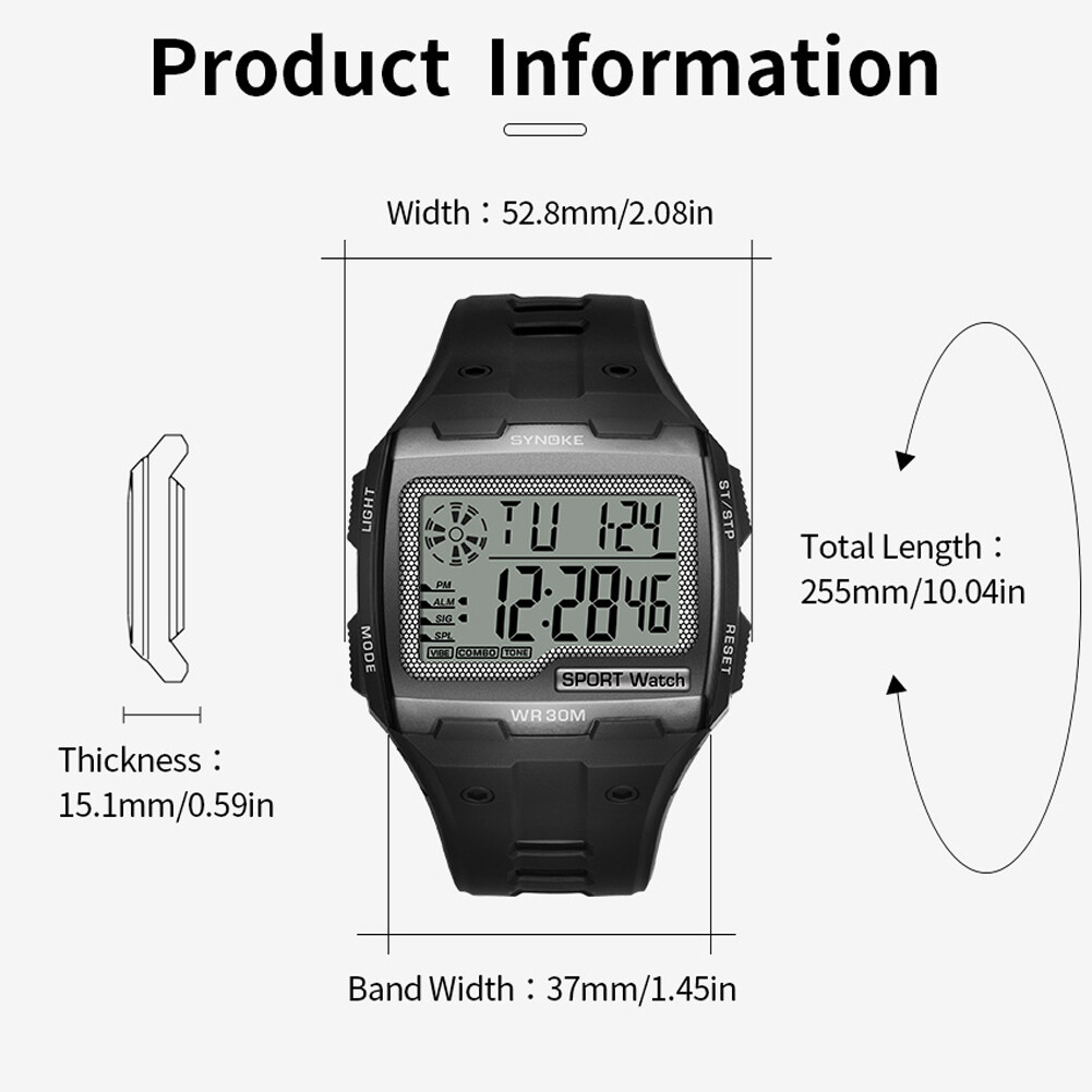 Men’s Waterproof Watch Military Tactical LED Backlight Display Sports Wristwatch