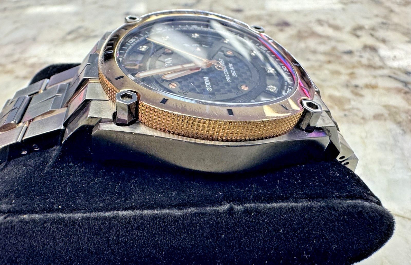 Bulova Men’s Watch Precisionist 98D149 Quartz Diamond Dial Rose Gold Gunmetal