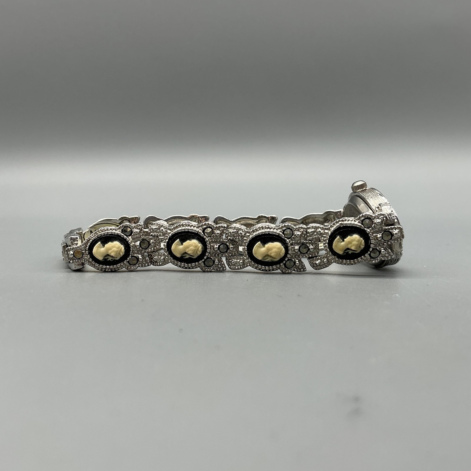 Eikon Womens Watch 13mm Silver Tone Cameo Marcasite Bracelet New Battery