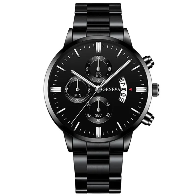 Fashion Men Stainless Steel Watch Luxury Calendar Quartz Wrist Watch Mens Busine