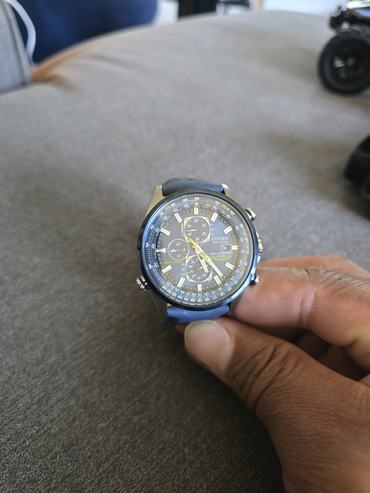 Citizen Eco-Drive Radio Controlled Chronograph Watch Blue Strap