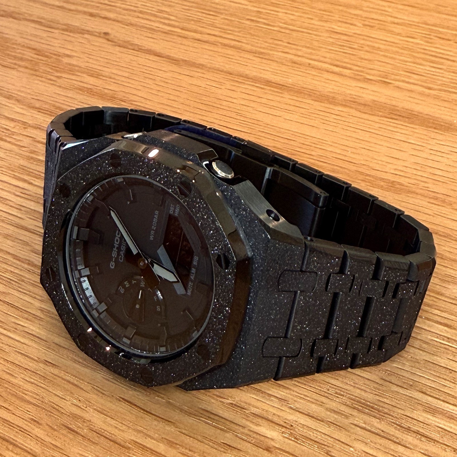 Modded Authentic Casio G Shock GA2100 All Black Frosted Metal Watch