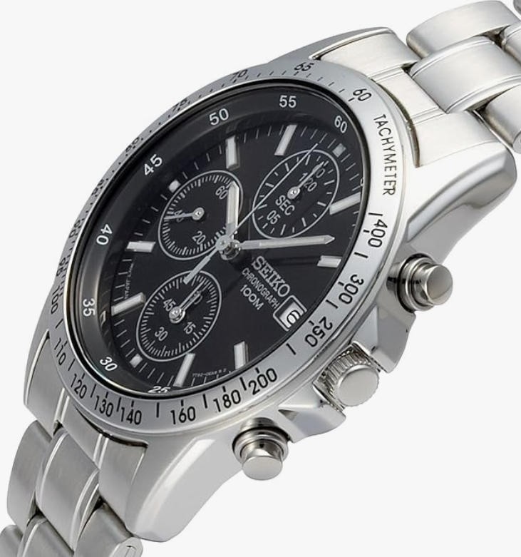 SEIKO High-speed Chronograph SND367PC Black Silver Men’s Watch Analog