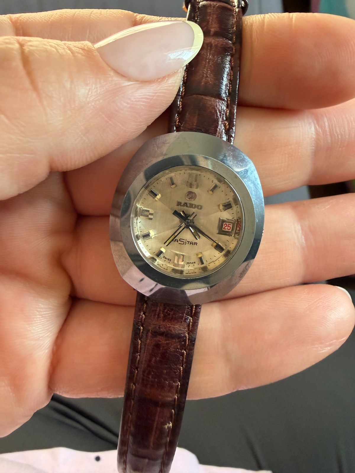 Rado Diastar Watch Ladies Automatic 27mm Silver Vintage Date Round Swiss Made