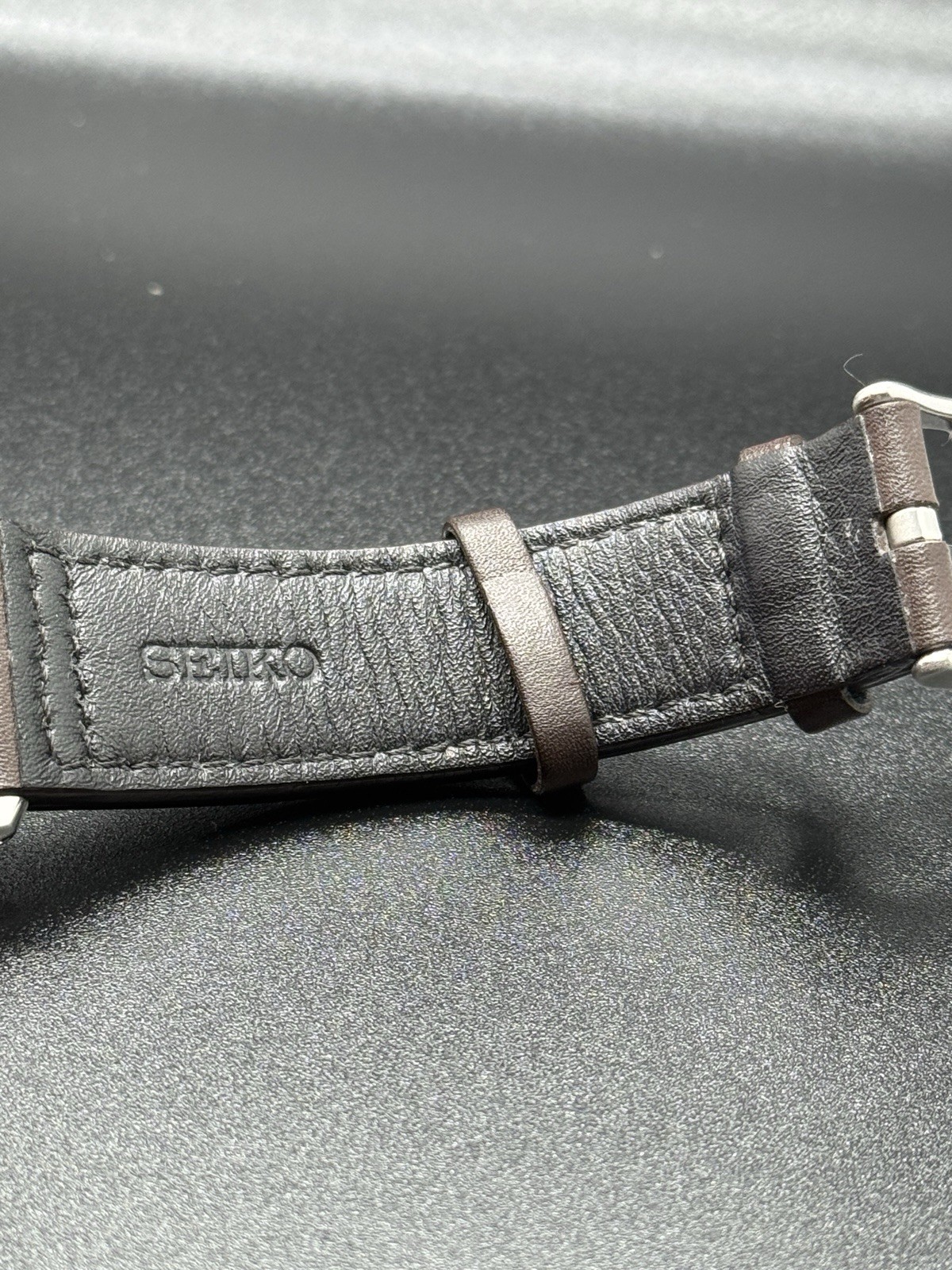 Seiko 5 Sports GMT Automatic Black Dial Brown Leather Strap 42mm Box Papers