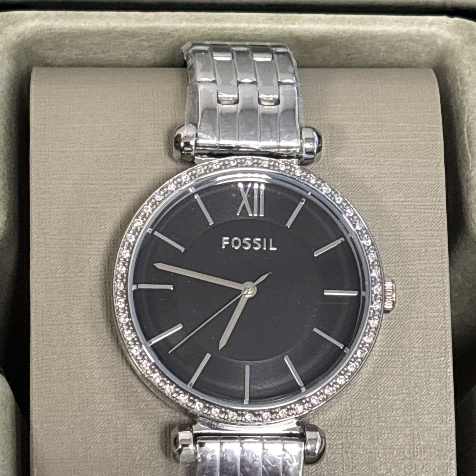 Fossil Tillie Three Hand Quartz CZ Bezel Bracelet Watch, 36mm Women’s New