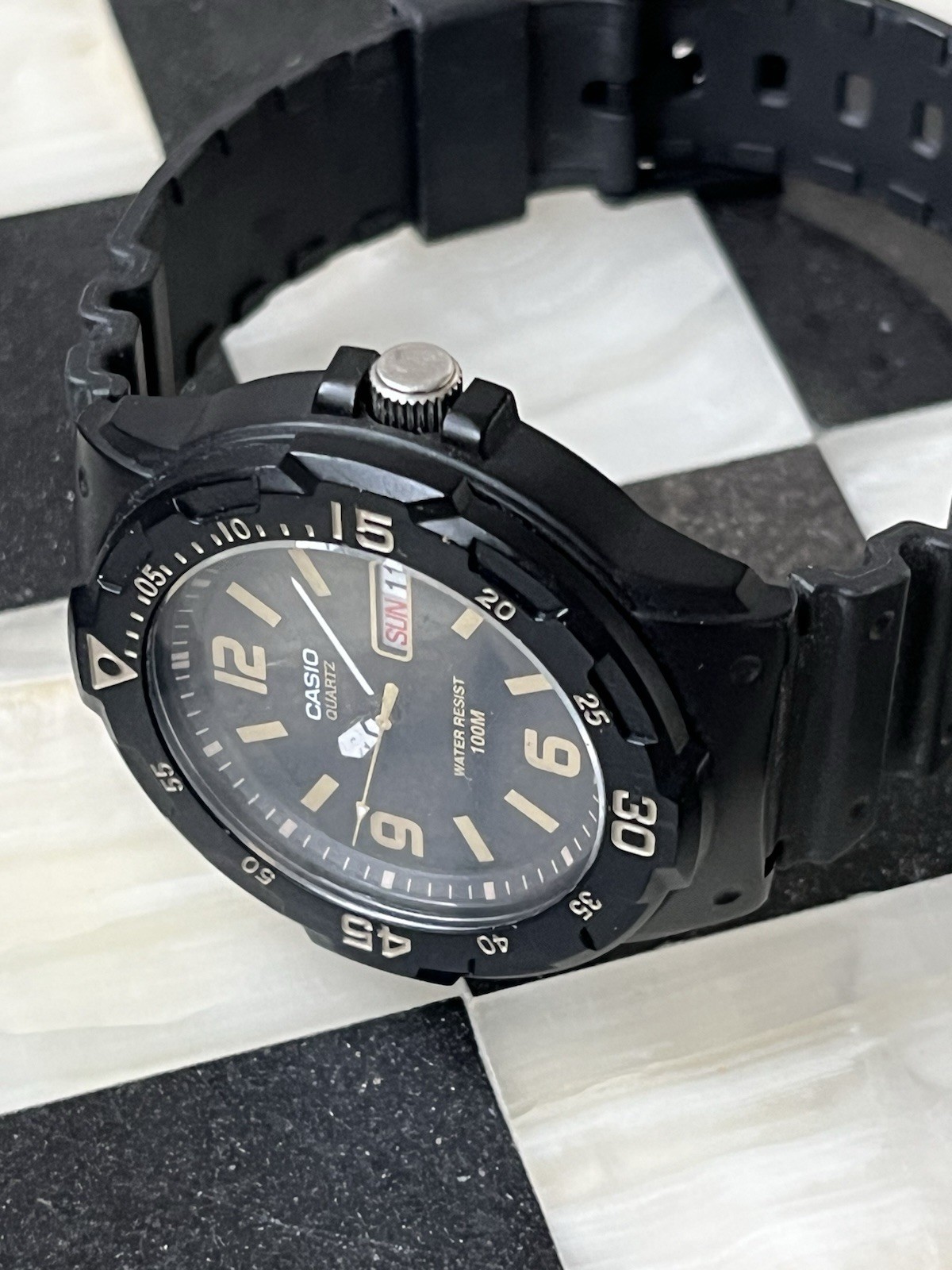 Casio Quartz Analog 100M Black Resin Strap Dress Men’s Watch MRW-200H-1B2VDF