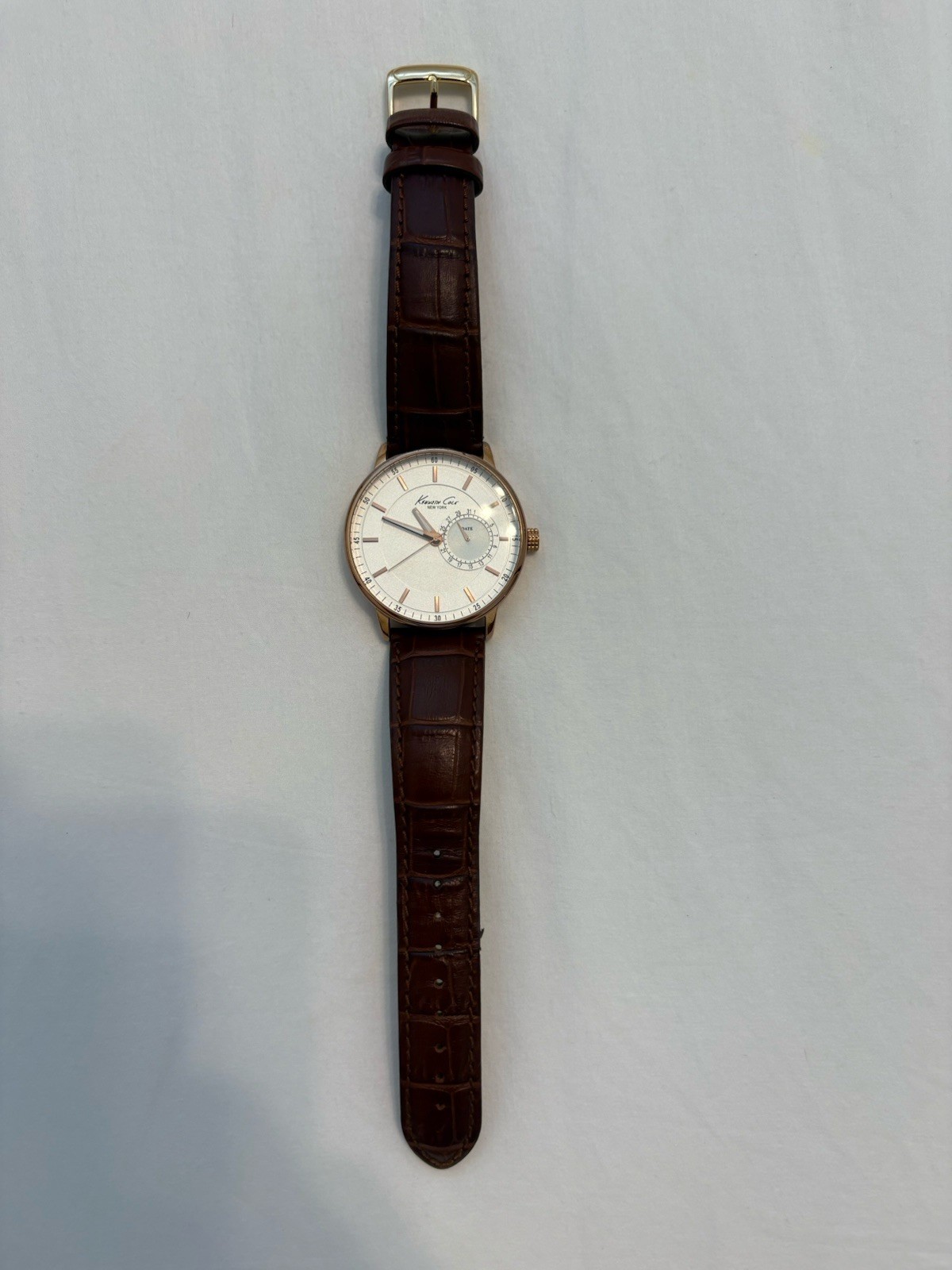 Kenneth Cole KC1780 Watch Stainless Steel Leather Band – Needs Battery
