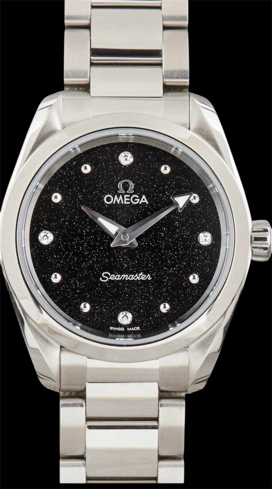 🔥WITH BOX&PAPERS🔥 OMEGA Seamaster FLAWLESS Quartz Black Dial Diamond Markers