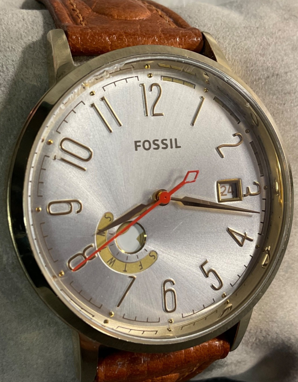 FOSSIL BLUE 40mm STAINLESS STEEL WATCH ES3750 DATE NEW BATTERY