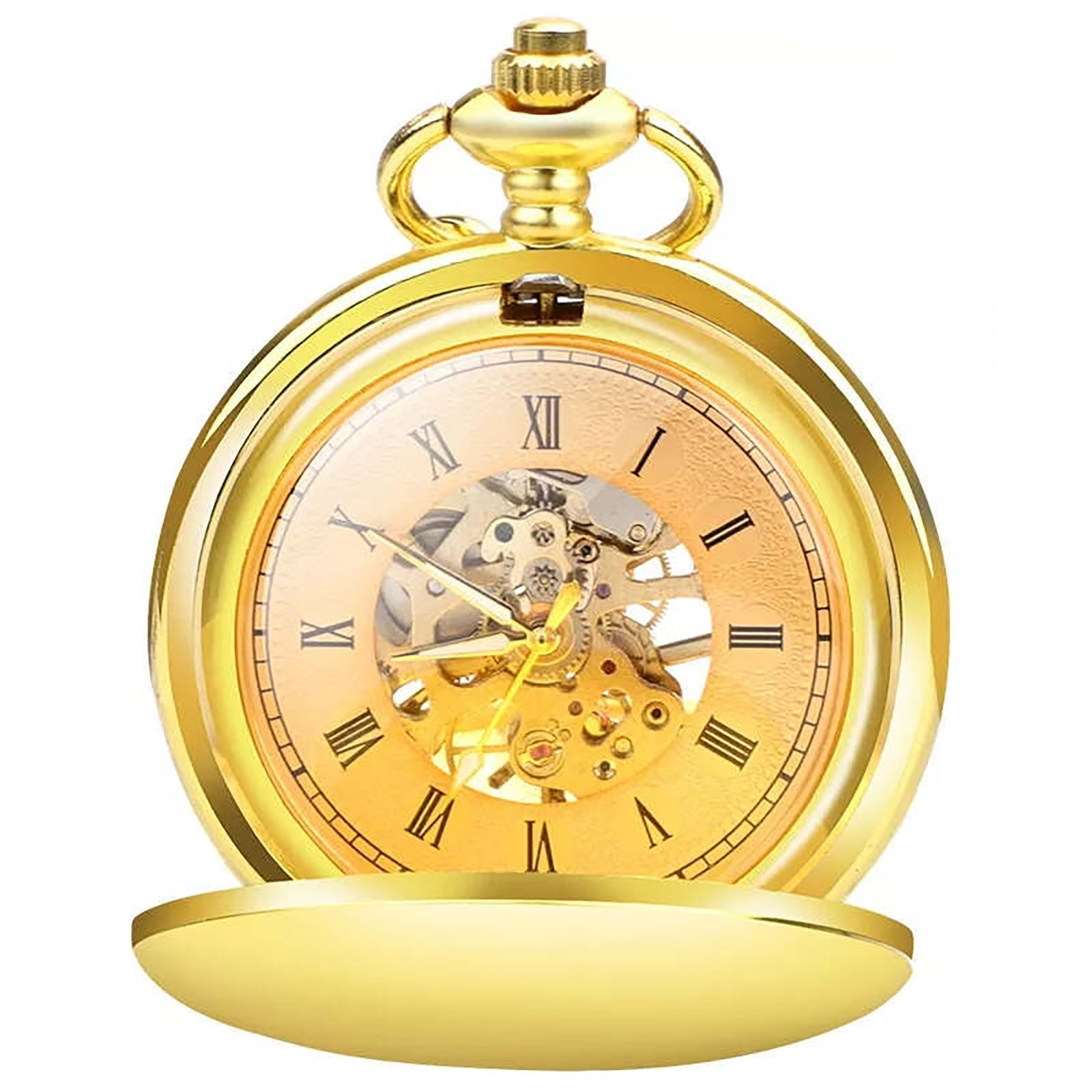 Hook Buckle Clasp Round Dial Shape Men’s Mechanical Retro Pocket Watch