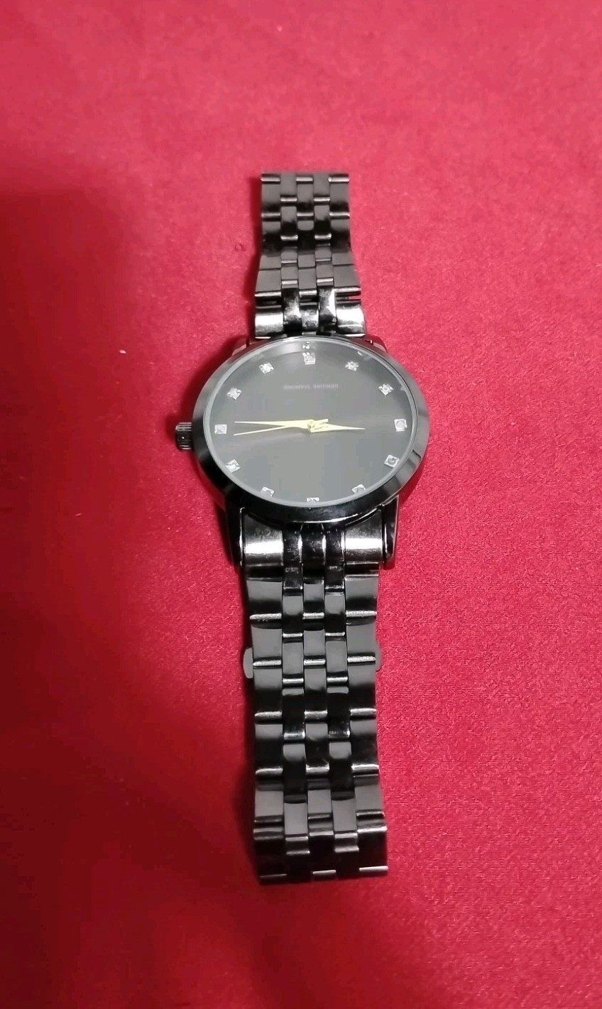 Genuine Diamond Stainless Steel Quartz Dress Wristwatch New Battery Installed