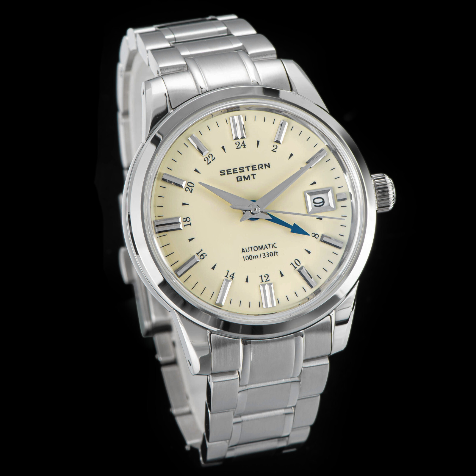 Seestern GMT S446.BS Sapphire Crystal Mechanical Mens NH34 Watch SEAGULL 1963