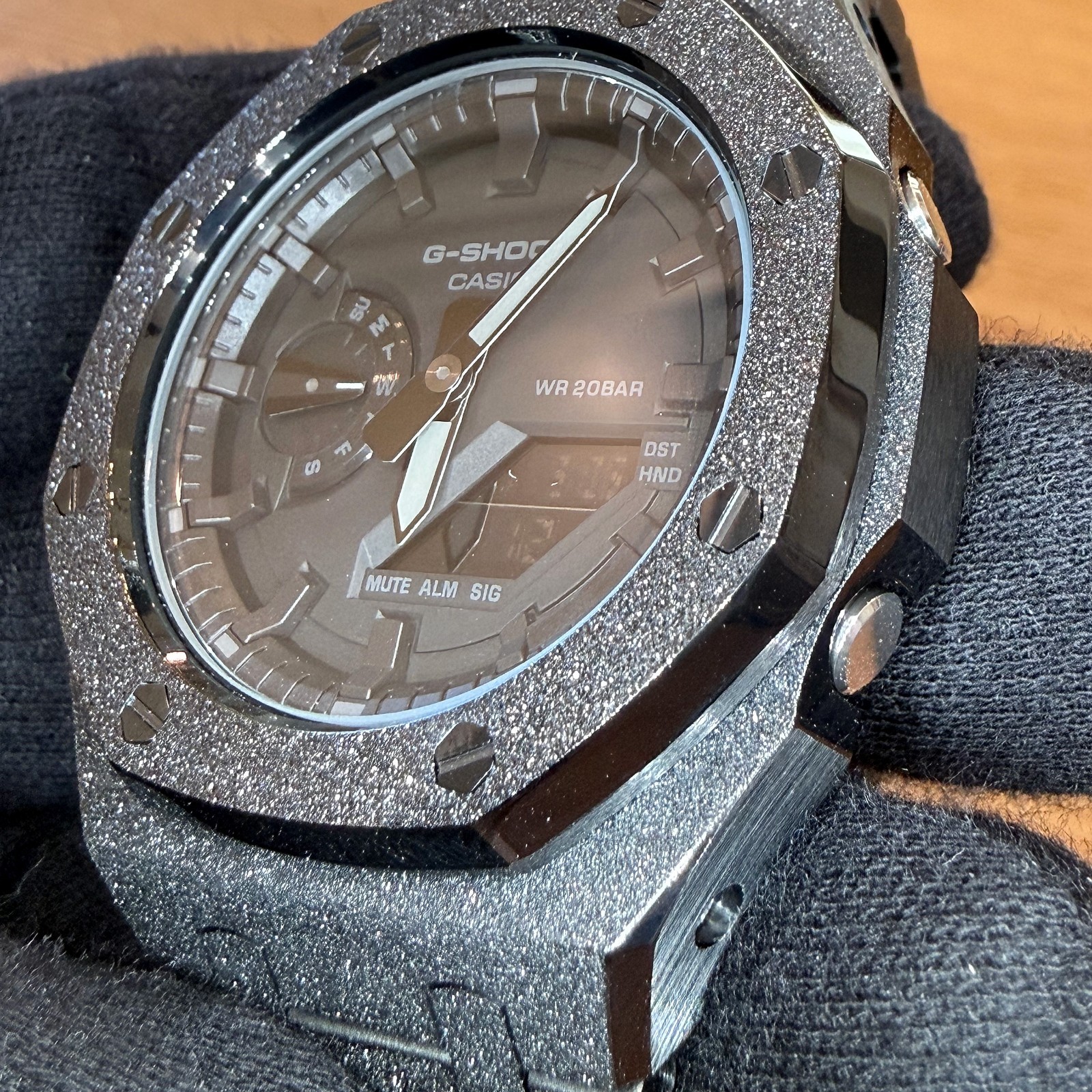 Modded Authentic Casio G Shock GA2100 All Black Frosted Metal Watch