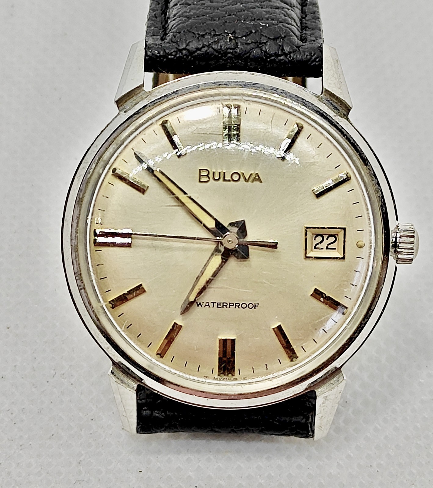 Mens Stainless Bulova 17j 1968 Date King Vintage M6 Antique Runs Deco Mechanical