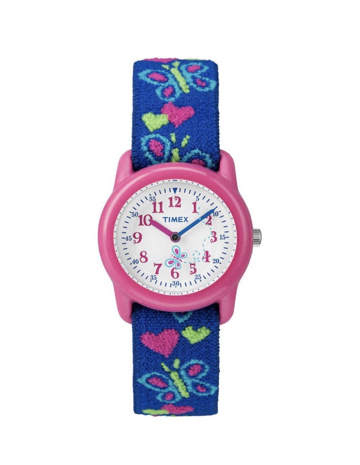 Timex T89001, Timex Kid’s Elastic Watch, Butterfly, Time Teacher, NEW