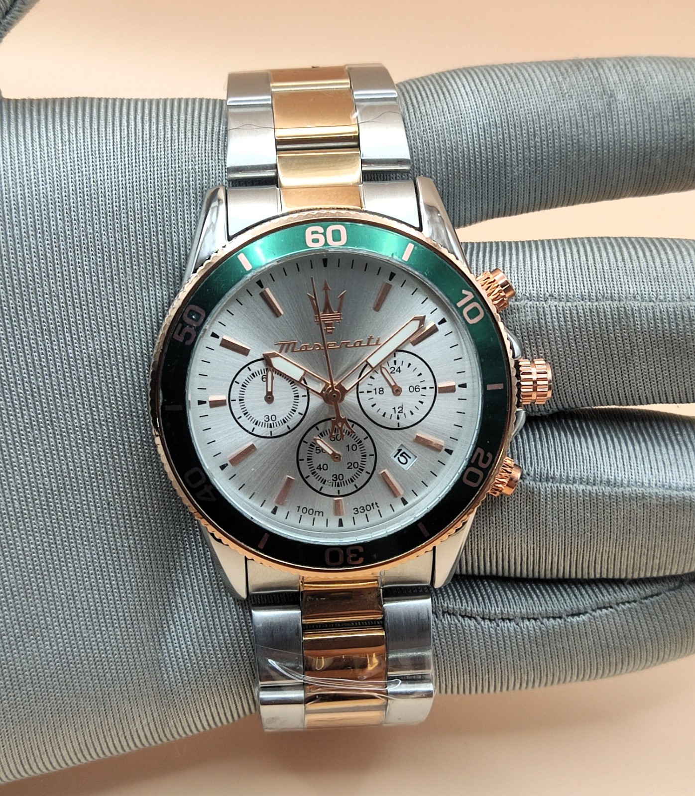 Amazing Maserati Chronograph Silver Dial Analog Refurbished Men’s Wrist Watch