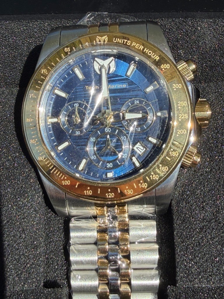 Technomarine Men’s Watch Manta Ray Chrono Yellow Gold Steel Bracelet TM-219021