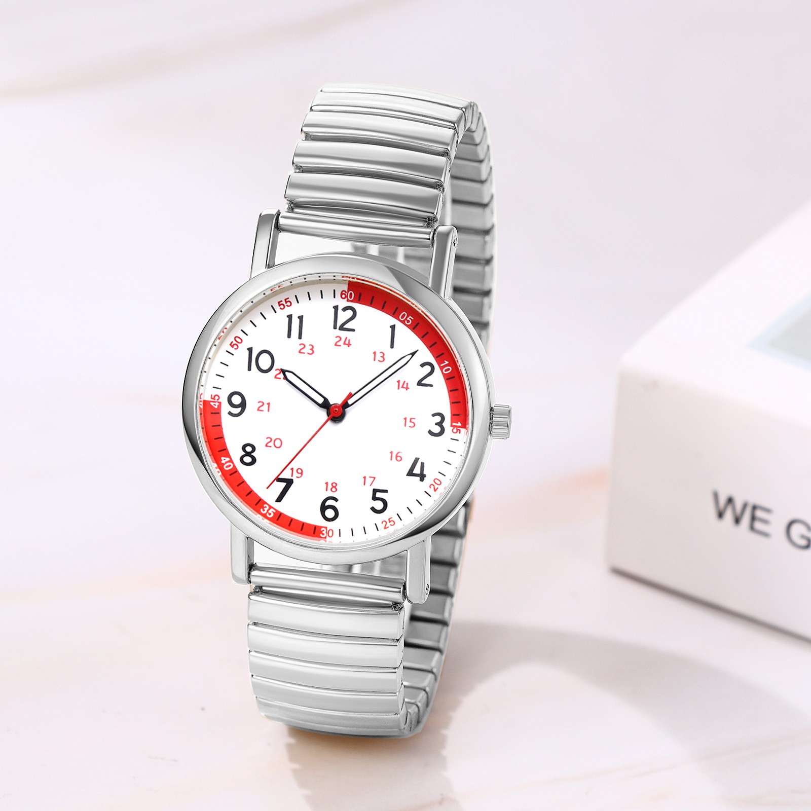 Pulse Calculation Medical Table Easy Reader 24H/12H Dial Elastic Strap Men Women
