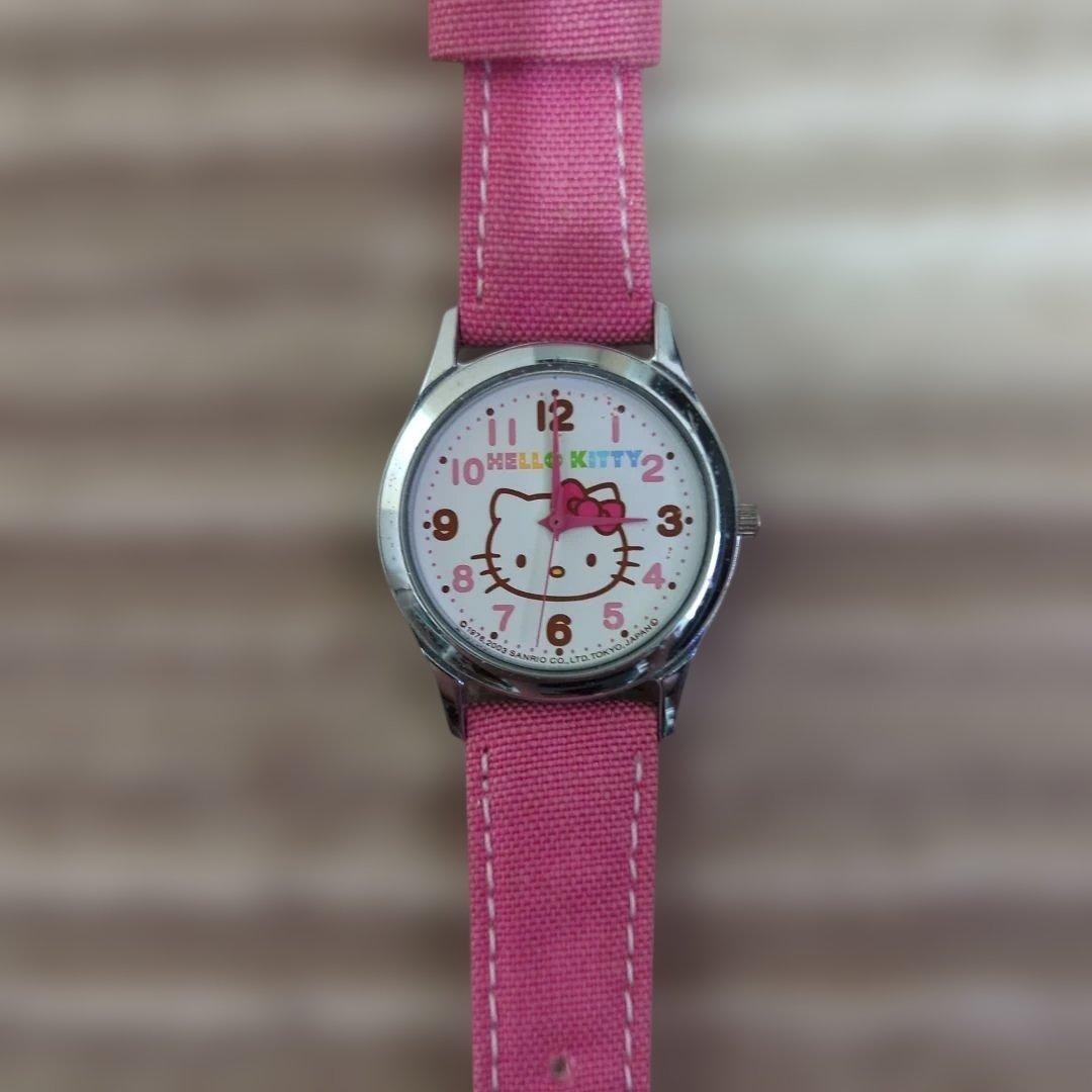 Hello Kitty Pink Canvas Analog Watch Sanrio Used