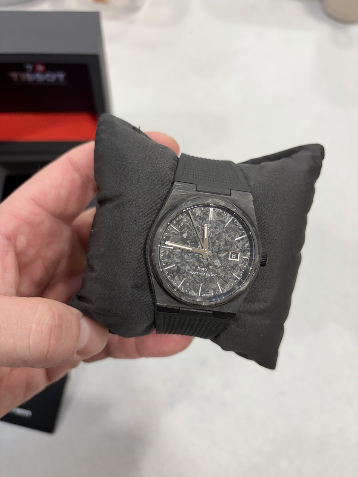 Tissot PRX Powermatic 80 Carbon Automatic 40mm Black Dial Rubber Strap