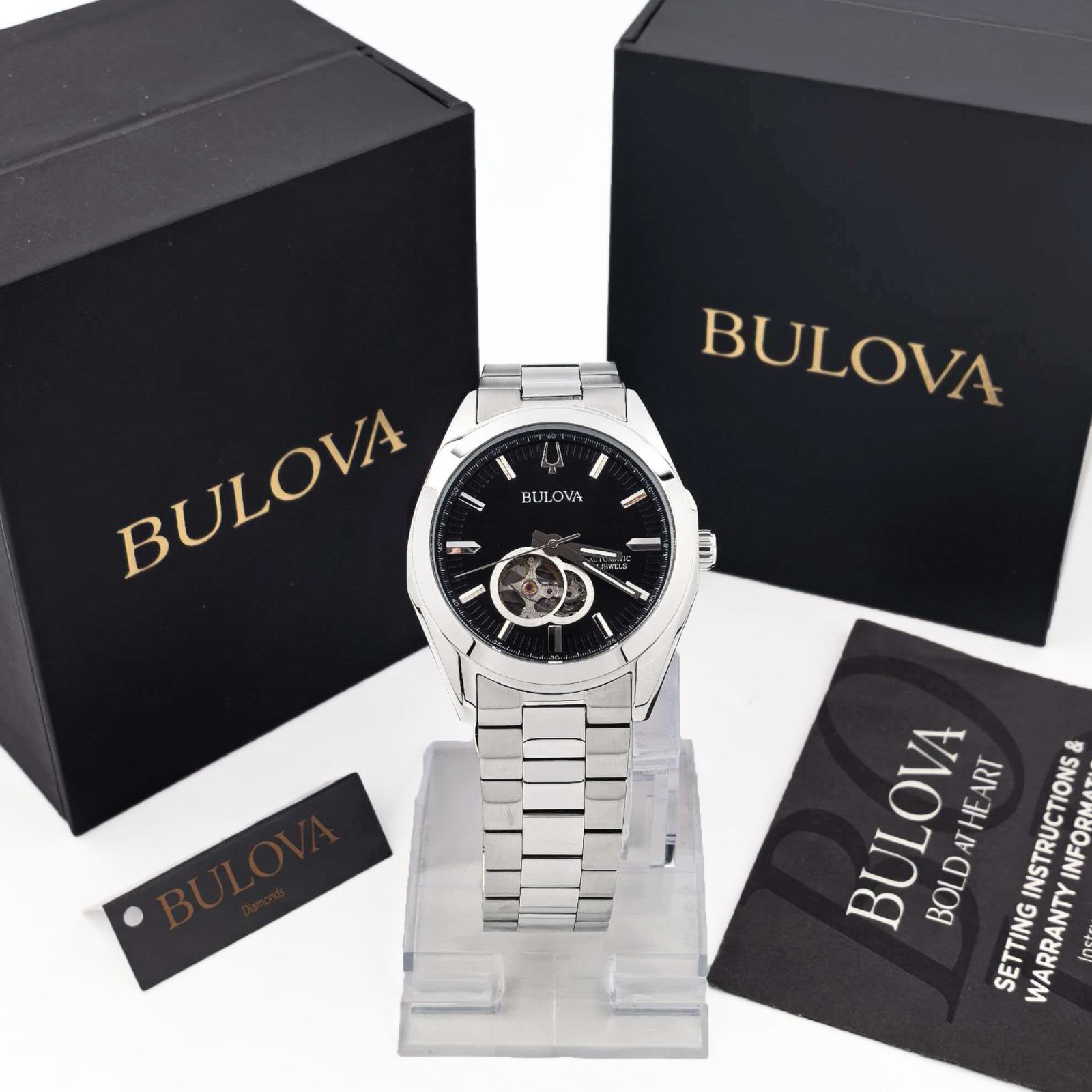 Bulova 96A270 Surveyor Men’s Classic Automatic Skeleton Dial Steel 42mm Watch