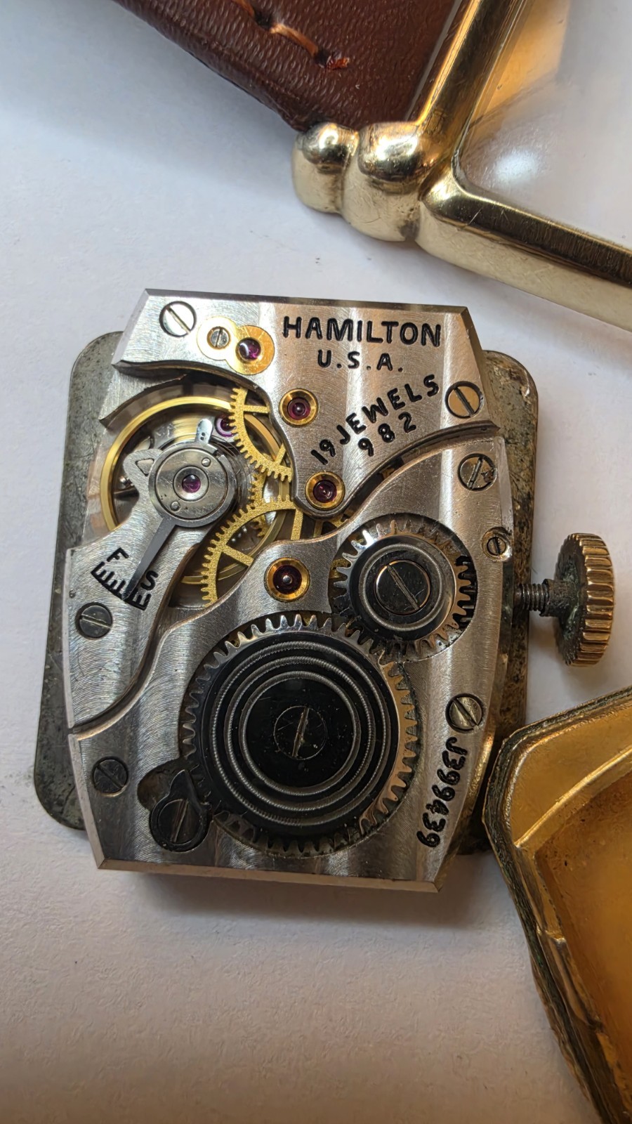 Vintage 1940s Hamilton Milton Art Deco Tank Watch – 14K Gold Filled – Caliber 98