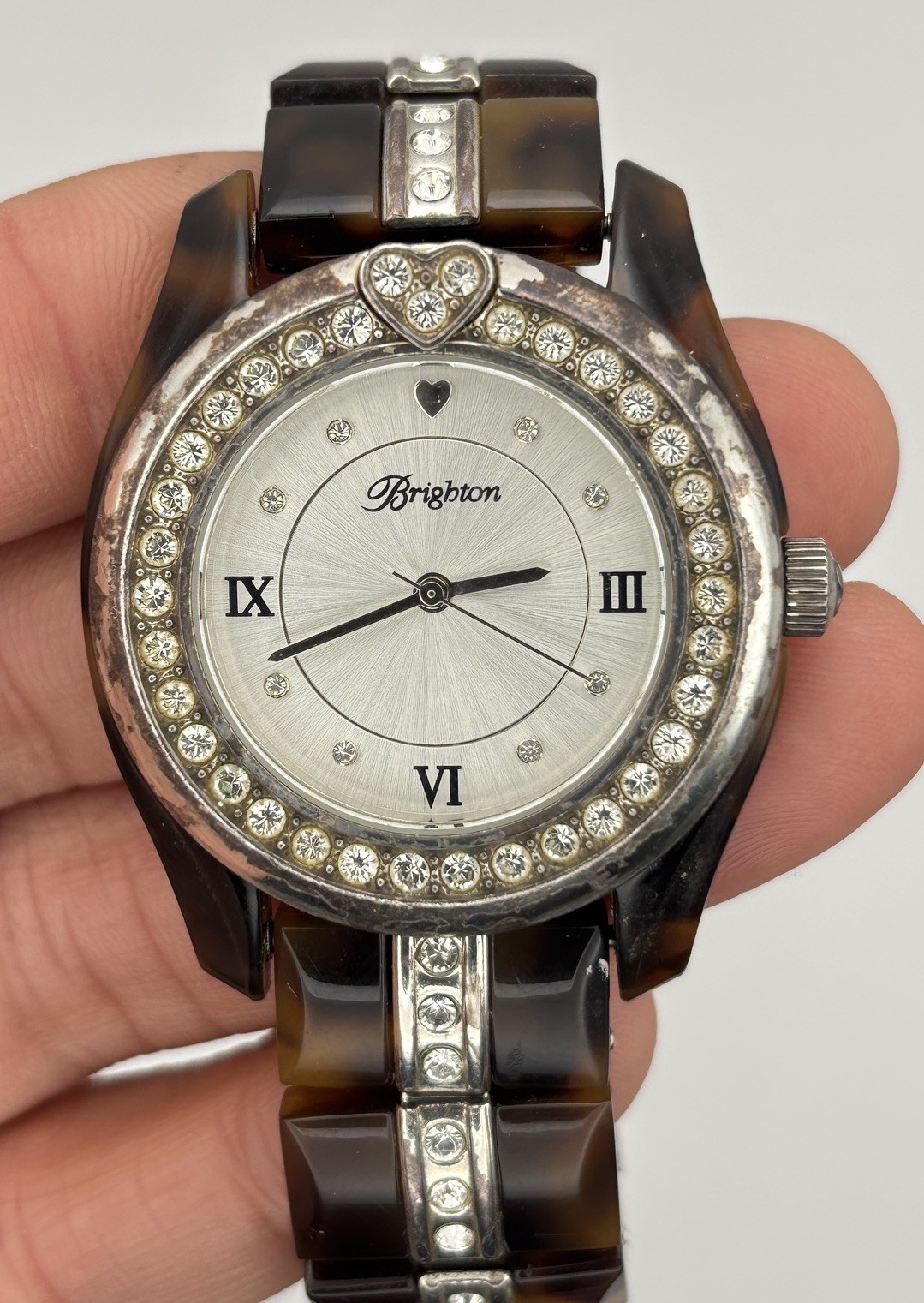 Brighton Dana Point Tortoiseshell Quartz Watch Swarovski Crystals #8.25