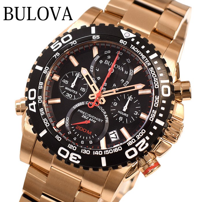 [B1Y] Bulova Precisionist Chronograph Men’s Watch Rose Gold 200M [m8n]