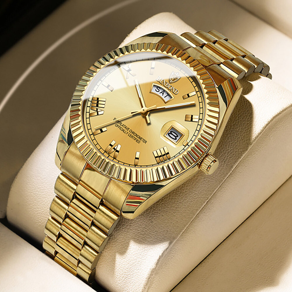 BINBOND Classic Men’s Watch Stainless Steel Waterproof Date Quartz Wrist Watches