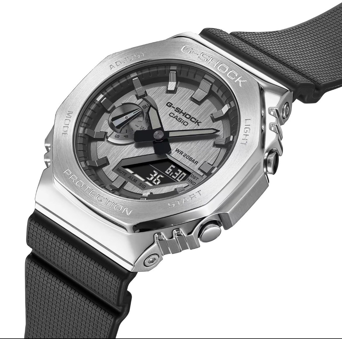 *BRAND NEW* Casio G-Shock Steel Silver-tone Dial Resin Men’s Watch GM2100-1ASW