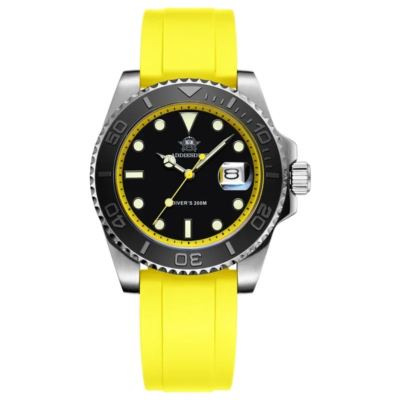 ADDIESDIVE Rubber Silicone Quartz Watch Fashion AD2040 200m Dive Watch