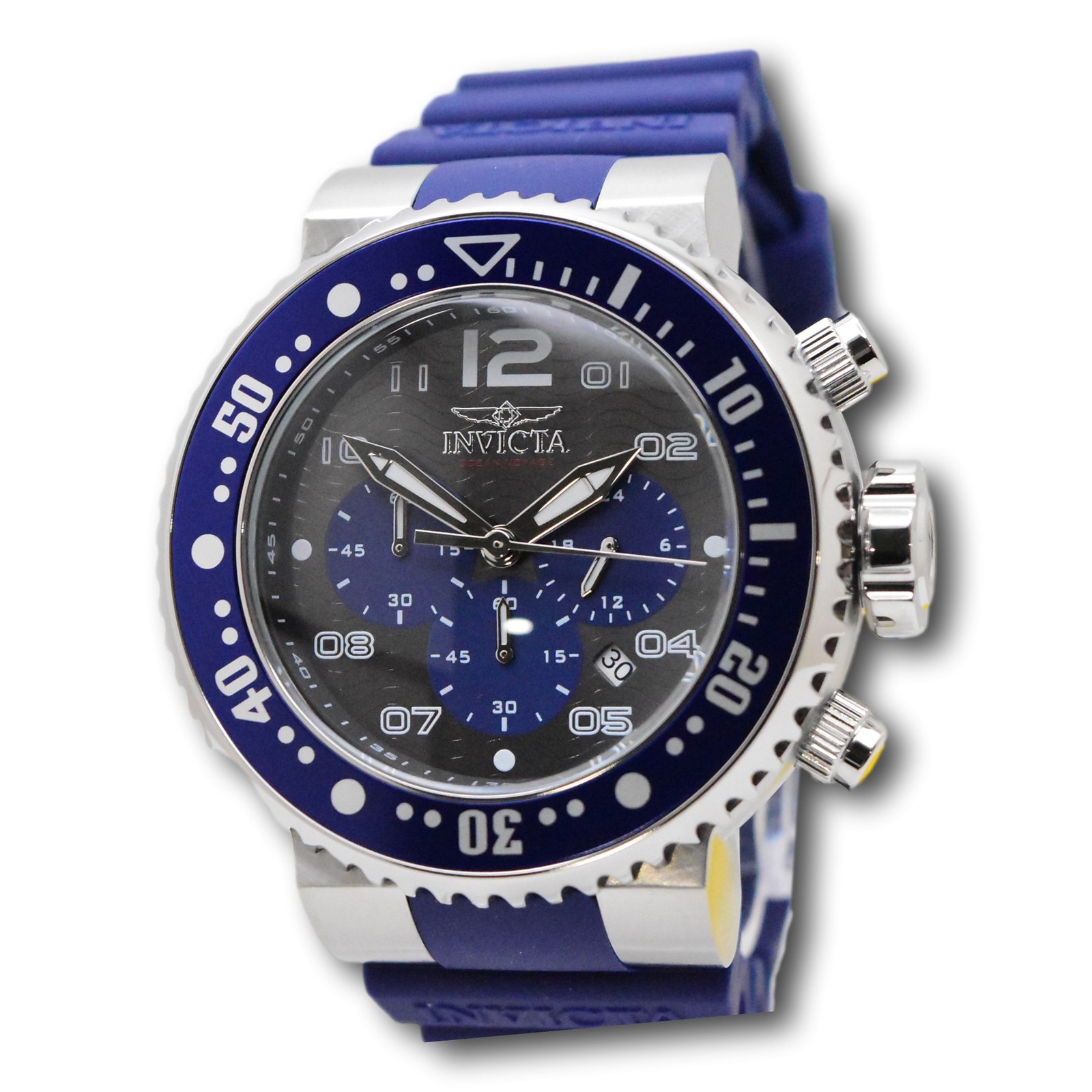 Invicta Pro Diver Dark Blue Ocean Voyage Mens 52mm Black Dial Chrono Watch 47195