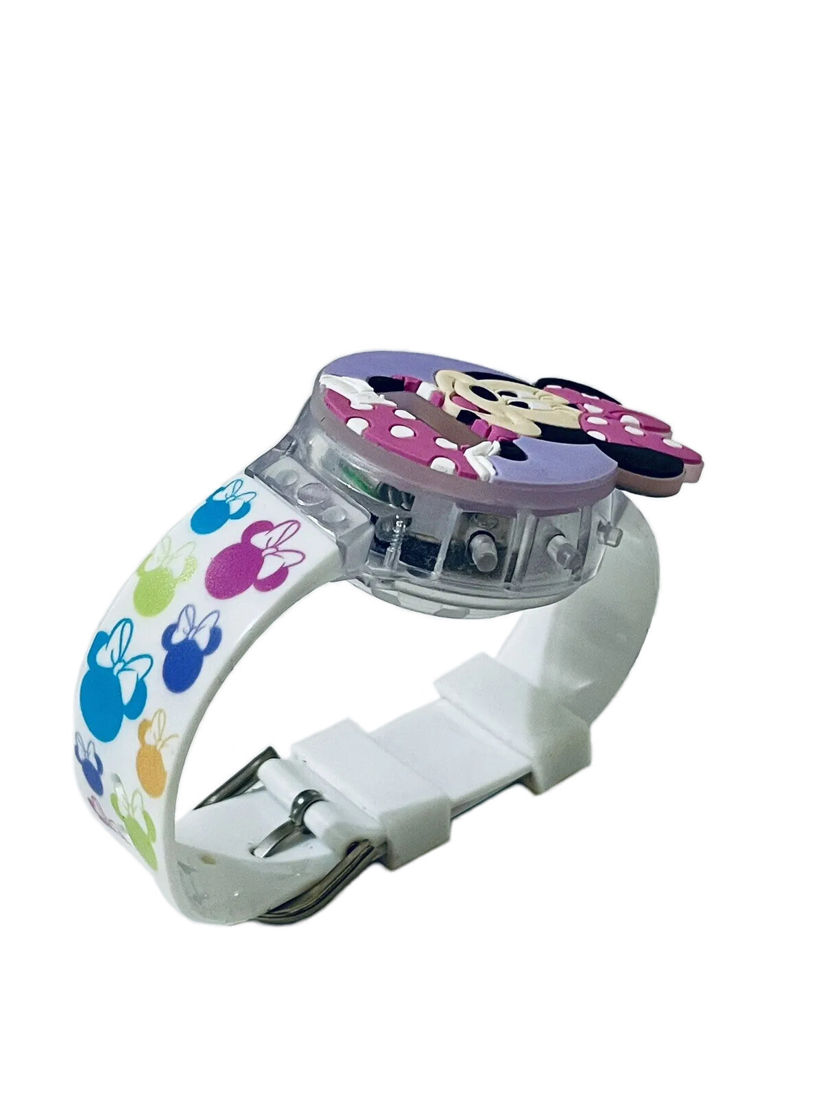 Disney Minnie Mouse Light Up Multi Color w/Sound Rubber Band kid’s Watch – NEW