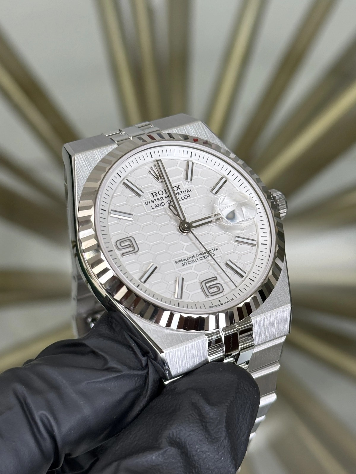 2026 Rolex Land-Dweller 40 White Honeycomb Dial on Flat Jubilee 127334 Complete