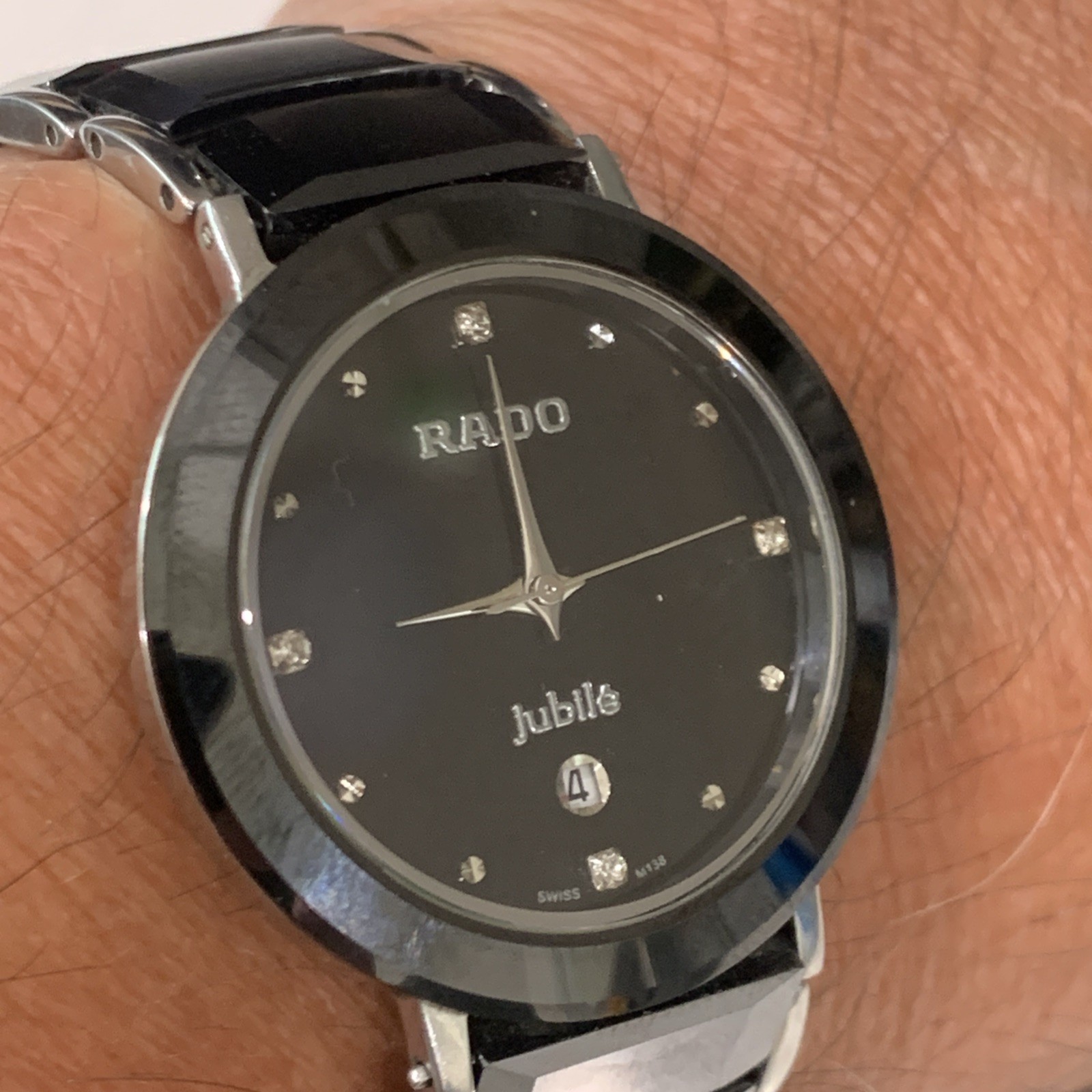 Rado Centrix Quartz Black Dial Black Ceramic Unisex Watch #13822 Fits 8 1/2 “