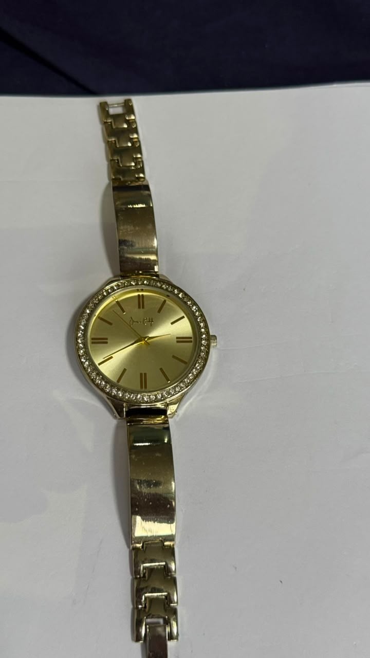 Jessica Carlyle Ladies Quartz Crystal Accent Gold Tone Bracelet Watch 1130