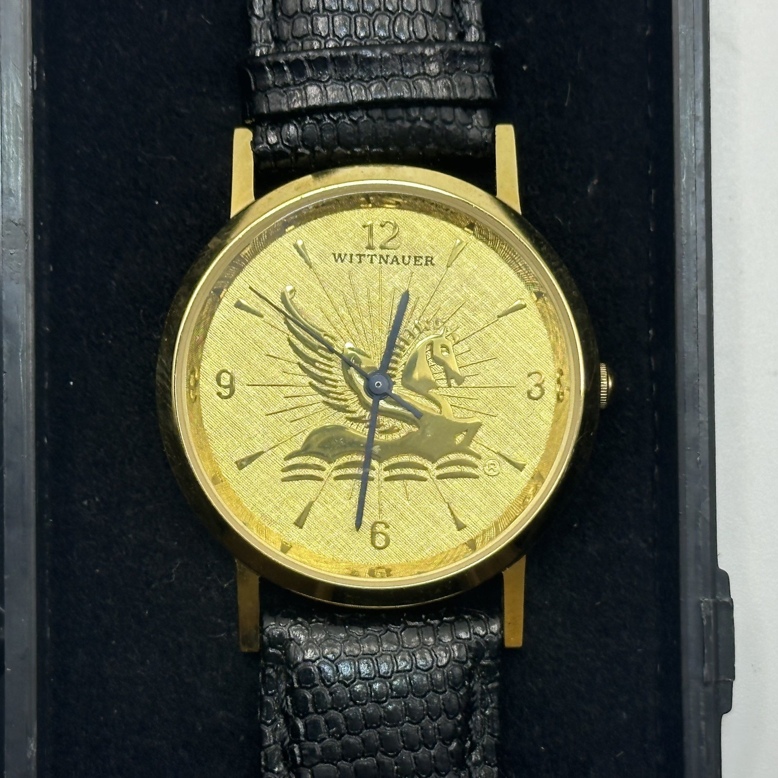Wittnauer Men’s Gold Tone Pegasus Watch – Leather Band – Untested