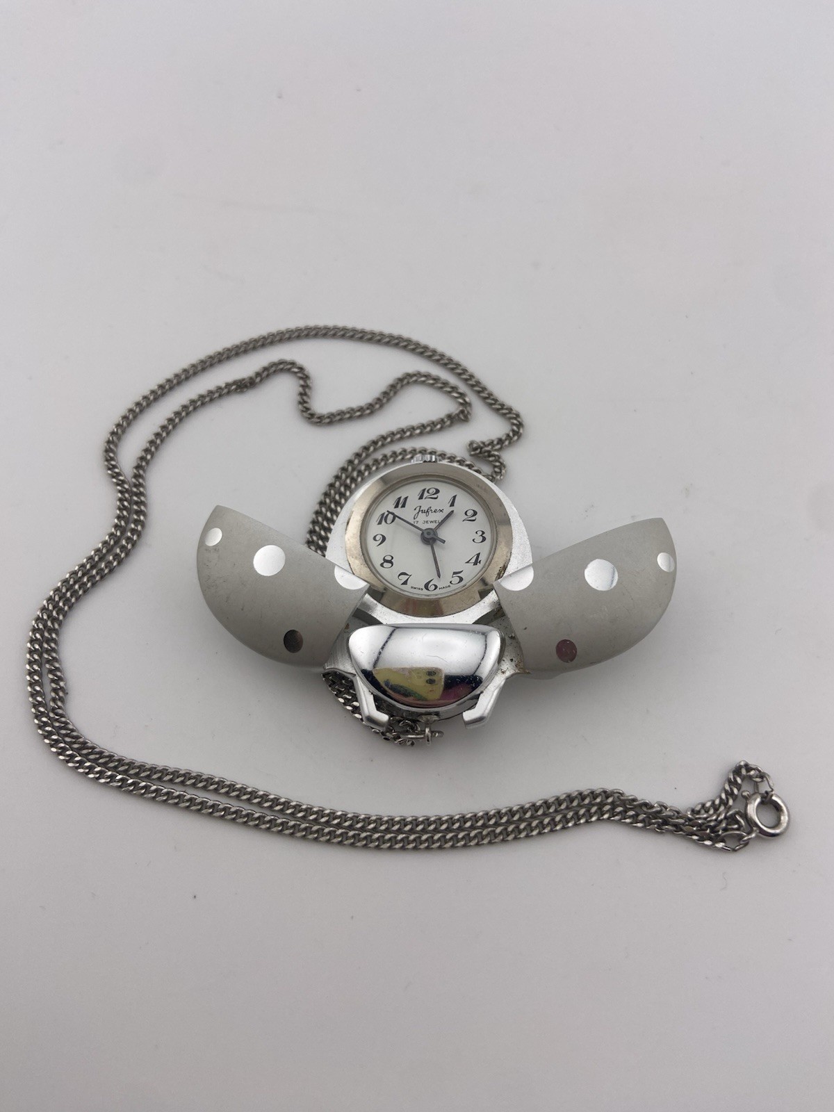 Jufrex 17 Jewel Juillerat Freres Mechanical Cicada Aluminum Swiss Pendant Watch