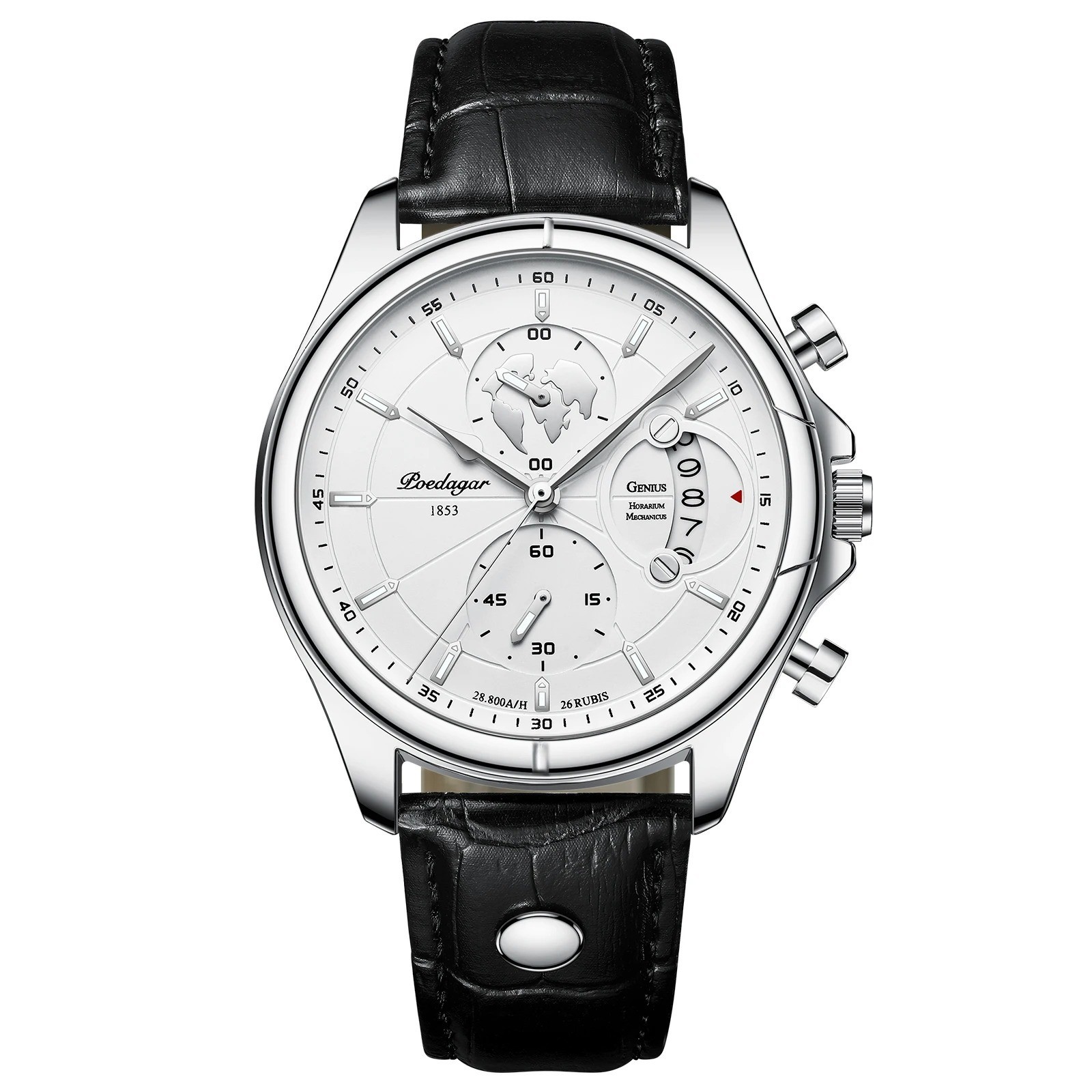 POEDAGAR Luxury Man Wristwatch Chronograph Date Waterproof Leather Men Watch Cas
