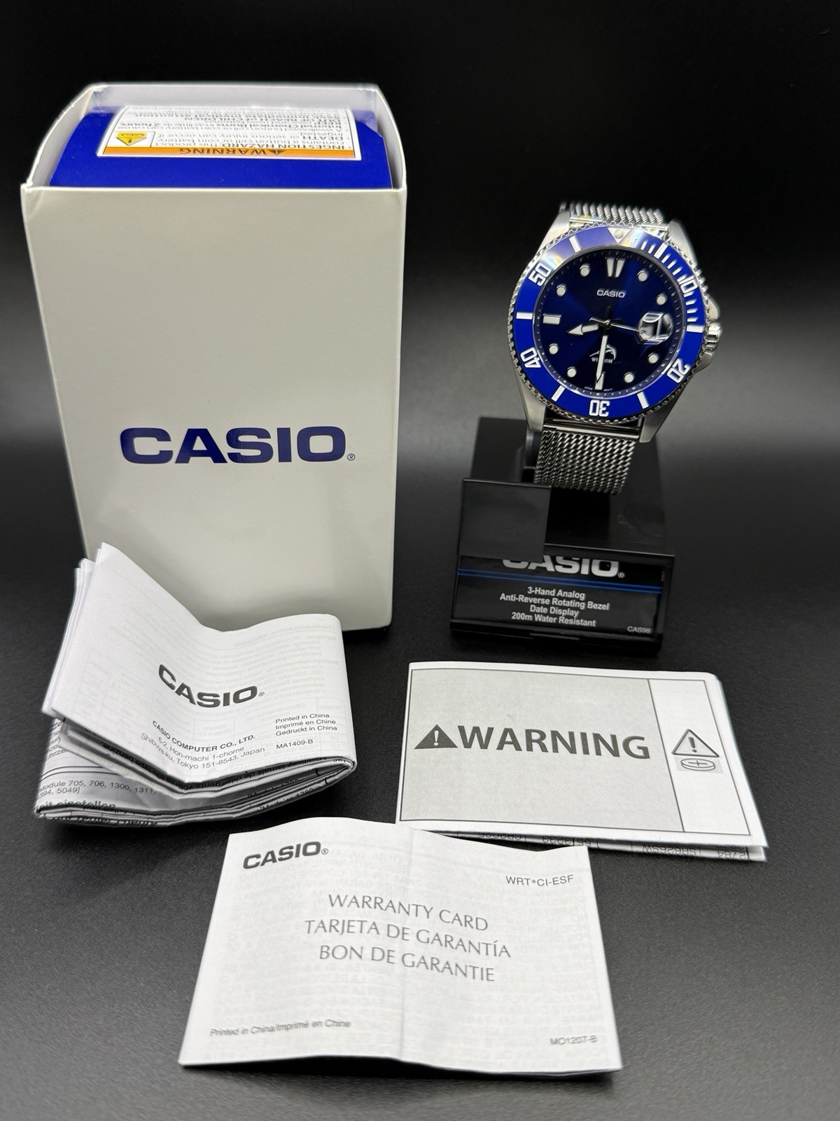 Casio Duro MDV106 Blue Custom Mod Sapphire Crystal Ceramic Bezel Milanese 200M