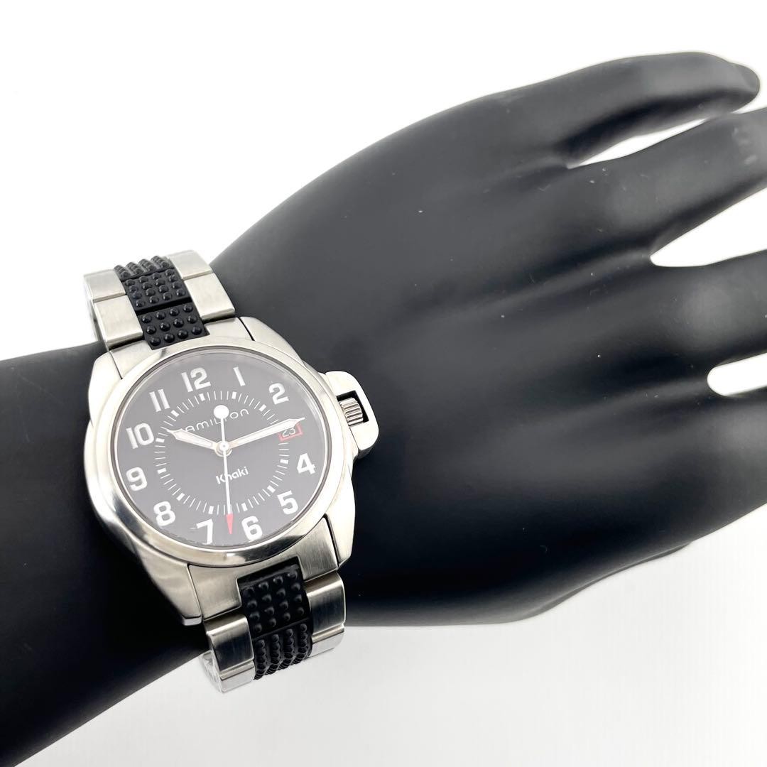 HAMILTON Wristwatch Khaki Stainless Steel Quartz Black Authentic From Japan
