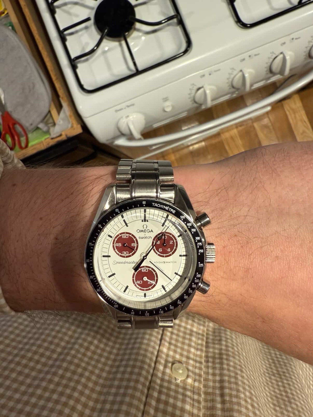 OMEGA x Swatch Speedmaster MoonSwatch chronograph tachymeter quartz white/red