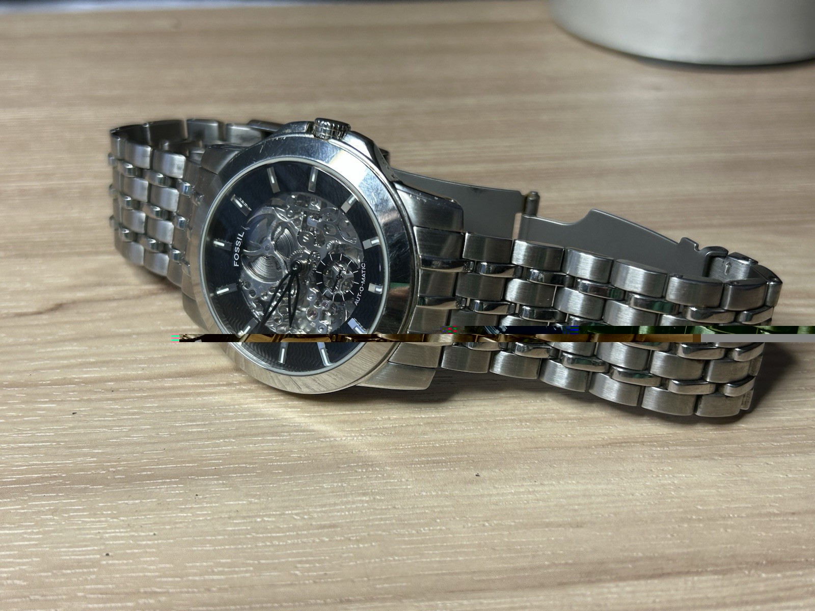 Fossil ME1027 Automatic Self-Winding Skeleton Dial SS Bracelet 45mm 50m